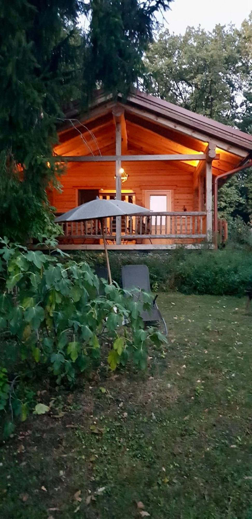 Blockhaus Chalet Mit Beheizbarem Badefass Und Infrarotsauna Auf Der Terrasse Oberschützen エクステリア 写真
